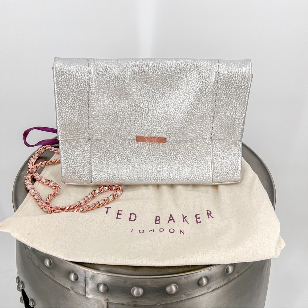 Ted Baker Parsons Leather Silver Crossbody Bag